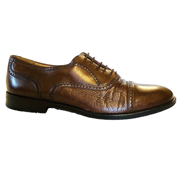 Mezlan Florence Shoes Cap Toe Pebbled Leather Oxford 8 Men Burgundy Oxblood main image 13